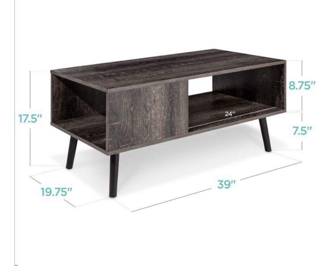 Best Choice Products Wooden Mid-Century Modern Coffee Accent Table Furniture w/ Open Storage Shelf 