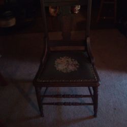 Antique Embroidered Chair All Original