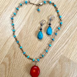 Turquoise Necklace And Earings