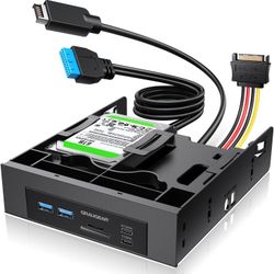 5.25” Front Panel USB Hub, Internal SD/microSD Card Reader for Desktop PC