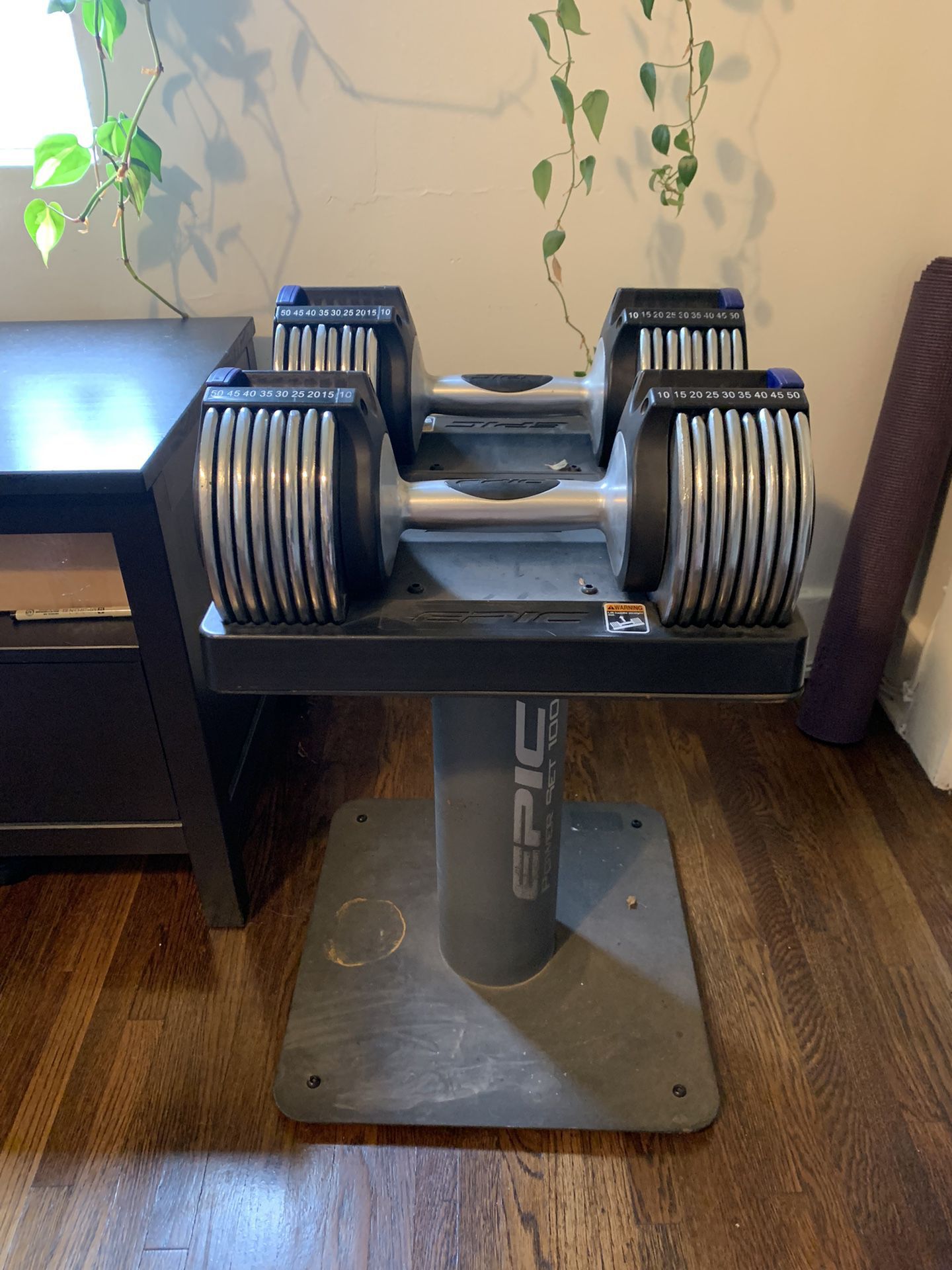 EPIC Power Set 100 lb SpaceSaver Weights w/ Weight Stand 