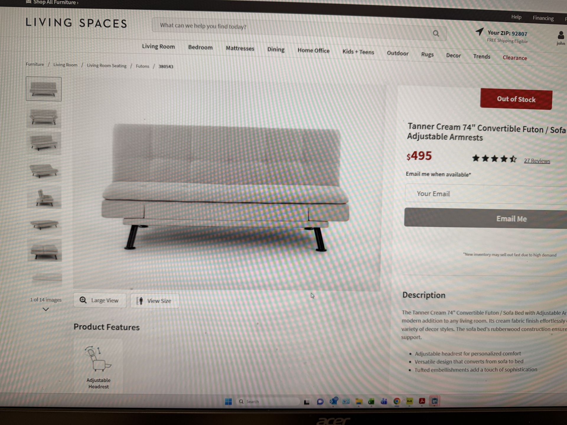 Convertible Futon Sofa Bed