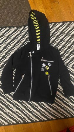 Kids Black Zip-Up Hoodie with Patches – Size 4T