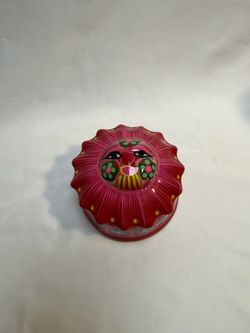 Disney 2007 Marked Mexico Redware Sun Face Trinket Box – Talavera Style