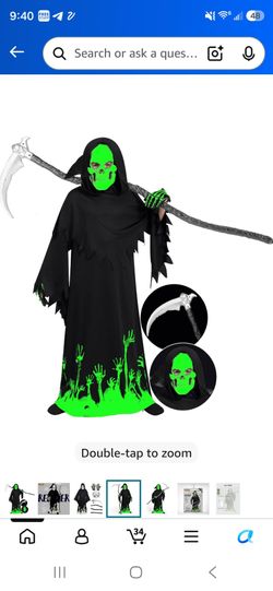 Spooktacular Creations Glow in the Dark Grim Reaper Costume for Boys, Halloween Costumes for Kids, Boys
Size S , 14-16 YRS