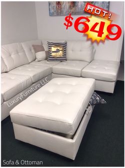 New white bonded leather sofa sectional