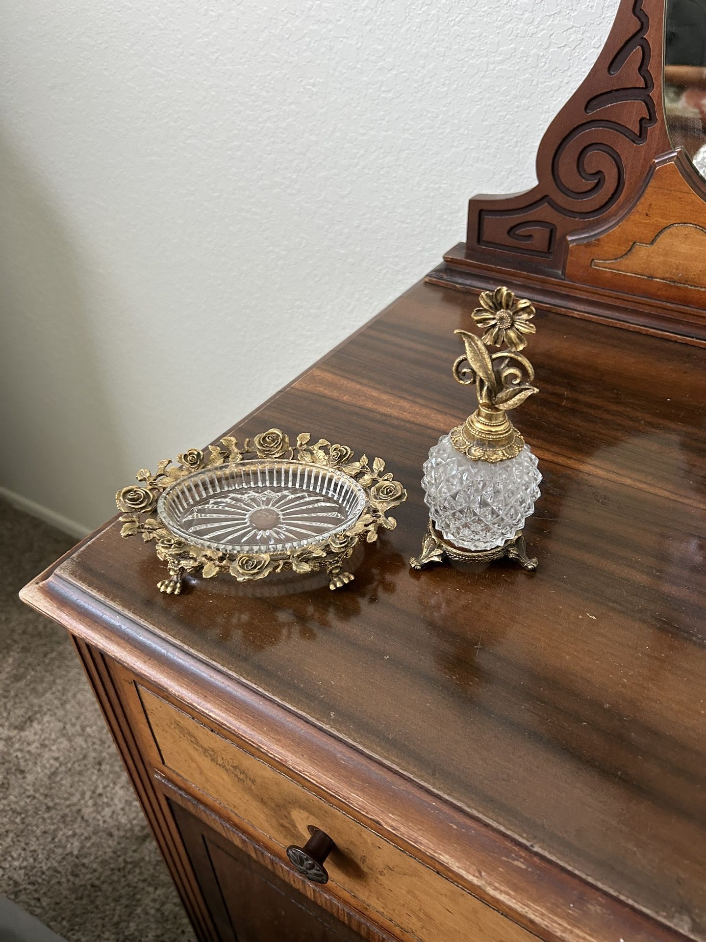 Antique Perfume Bottle & Jewelry Dish