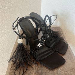 Schutz Linda Sandal in Black Nobuck Size 9.5 B