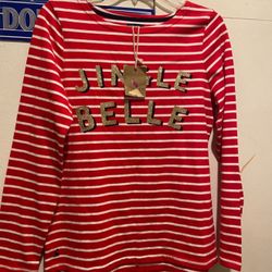 Joules Clothing Great Britain Jingle Belle Long sleeve Striped Xmas Shirt