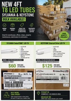 NEW 4FT T8 LED Light Tubes – Sylvania & Keystone – Bulk