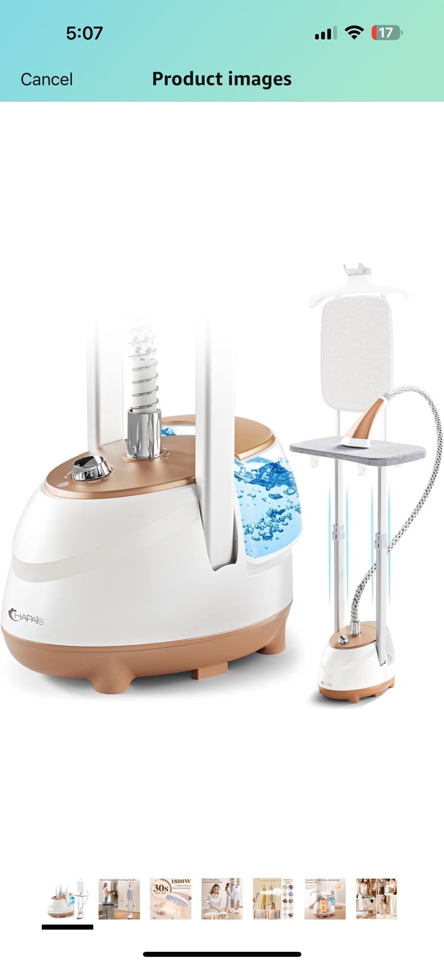 Steamer for Clothes,1800W Standing Garment Steamer with Adjustable Double Rod,Flat and Hanging Ironing,Clothes Steamers with 10 Ironing Modes,30s Fast
