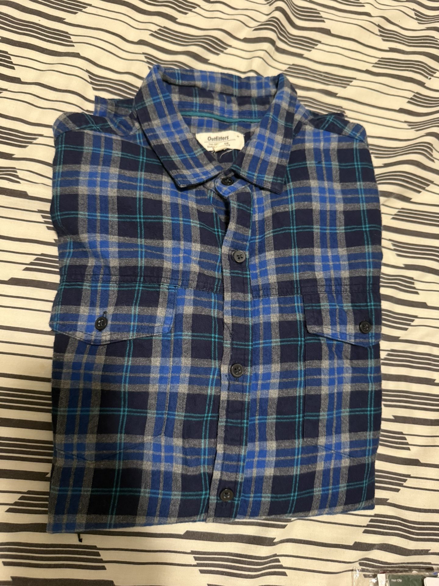 Outfitters Blue Plaid Flannel Shirt