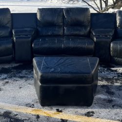 Black Leather Reclining Theater Seats 