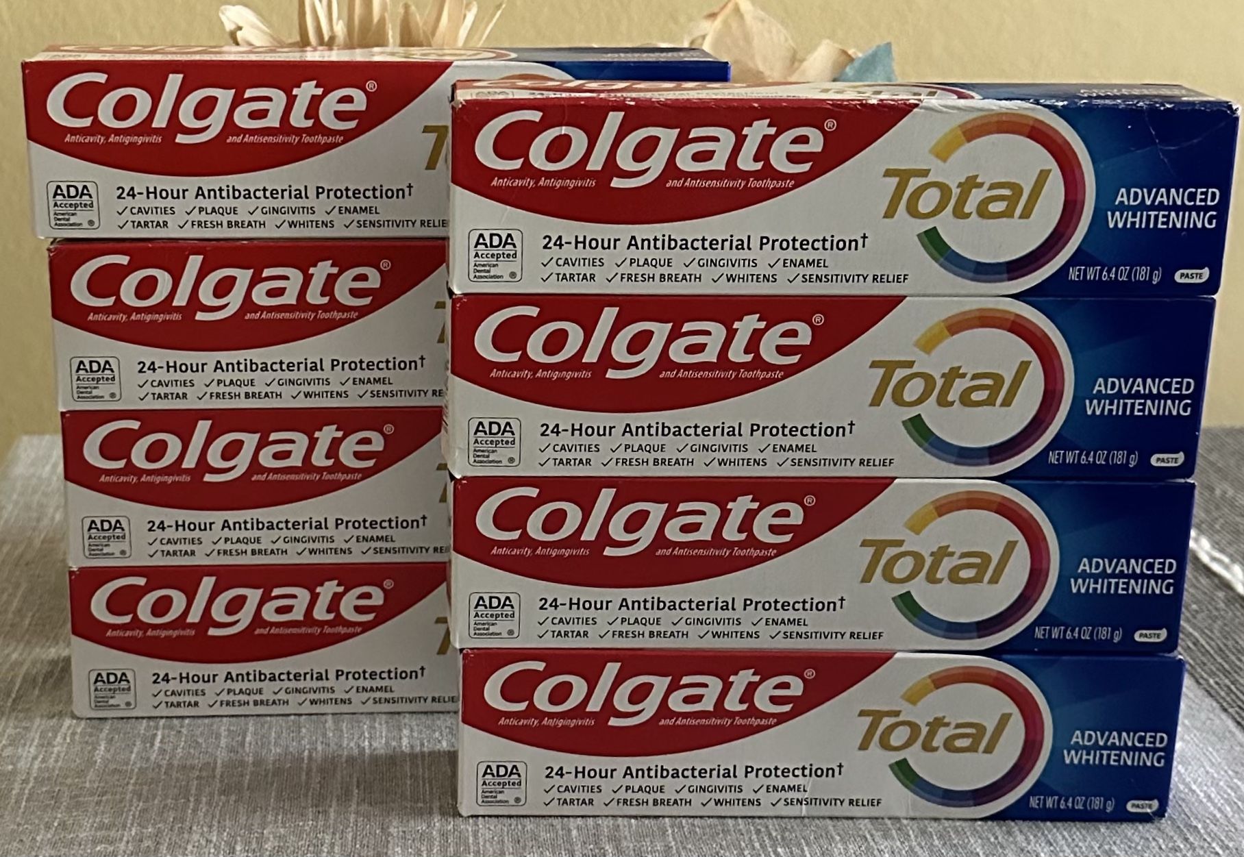 8pk Colgate Total Advanced Whitening Toothpaste 6.4oz Ea Exp 03/2026, Brand new Sealed boxes in perfect condition