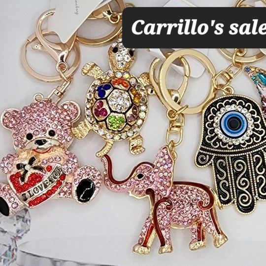 Keychains Special Set Of 5 Elephant Hamsa Butterfly And Turtle 