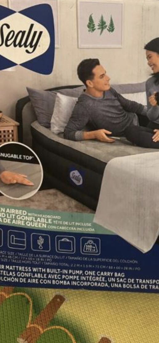 Sealy Queen air Bed with Headboard openbox $70