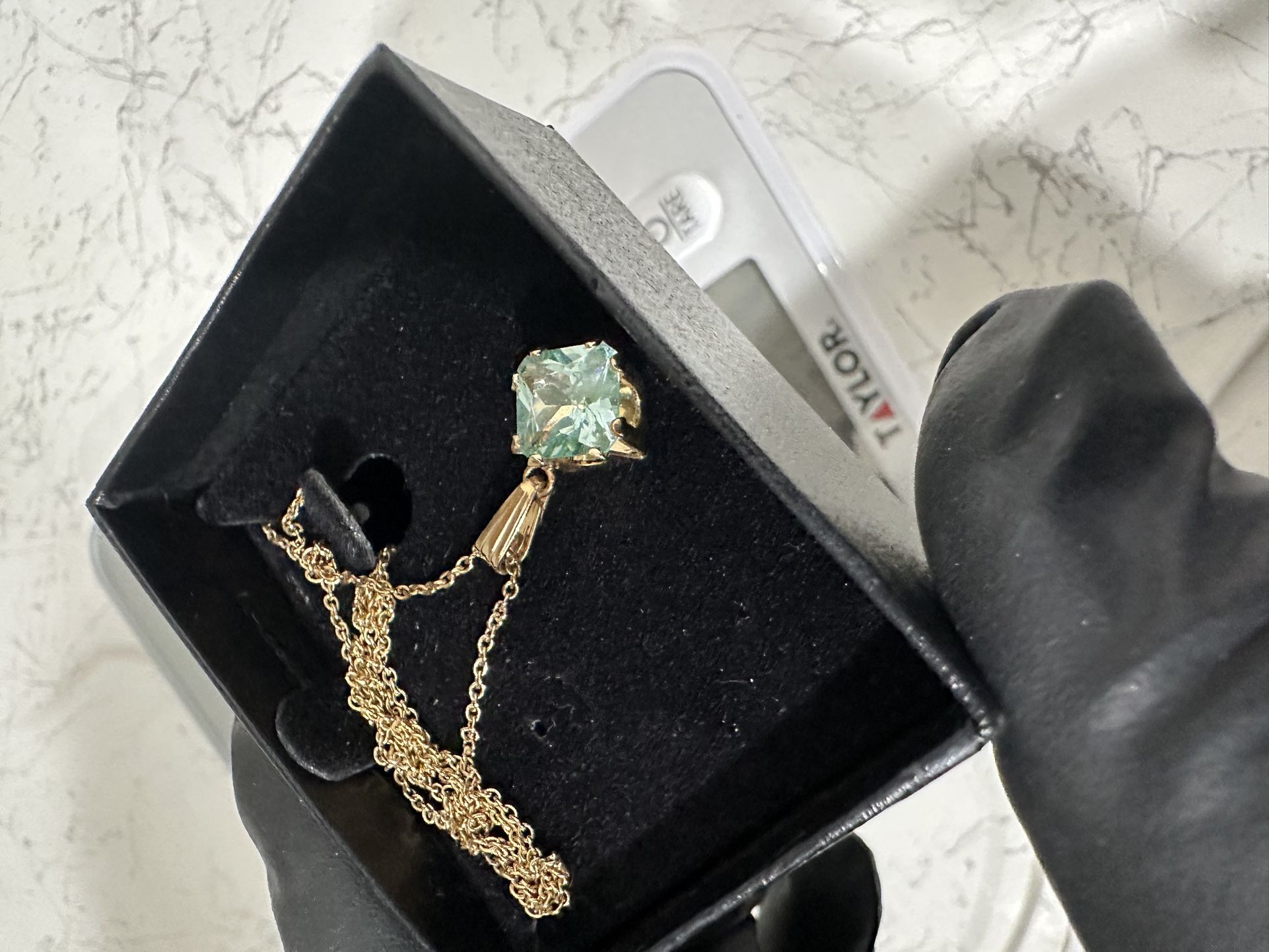 925 Sterling Silver Gold-Plated Necklace with Green Amethyst Style Gemstone