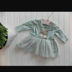 Jessica Simpson Baby Girl Eggshell Blue Fox Tulle Skirted Dress 0-3M

