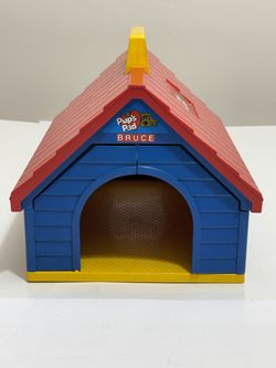 1986 Pound Puppy Pad Playhouse & Bowl/Dish Set TONKA USA Blue Swing Door