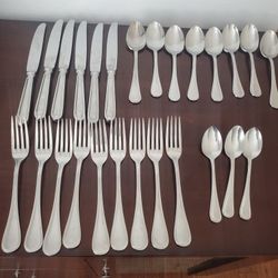 Set Of 26 Made In Japon Stainless Steel Silverware, Cutlery, Flatware Vintage