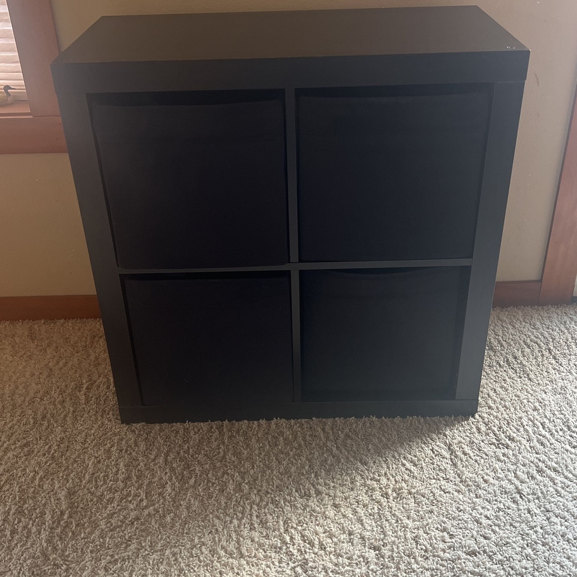 IKEA Kallax Black Storage Unit With Bins