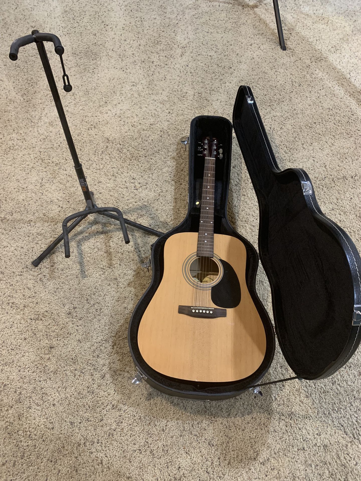 Fender Squier Acoustic Guitar w/ Case and Stand