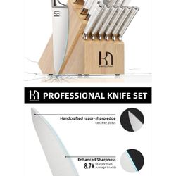 KnifeSaga 15 Piece Japanese High Carbon Stainless Steel Knife Set