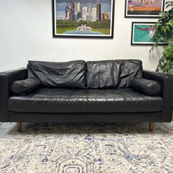 Article Black Leather Mid-Century Modern Sven Sofa DELIVERY AVAILABLE