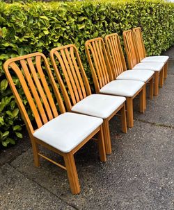 6 solid wood mid century dining chairs west Seattle