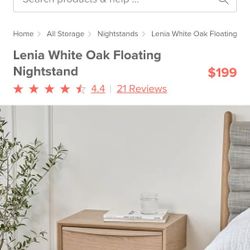 Lenia White Oak Floating Nightstand