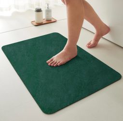 New 20x48 Thin Bath Mat, Bathroom Rug Non Slip Washable, Dark Green Quick Dry Mat Highly Absorbent