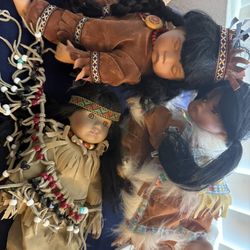 vintage Native American-themed porcelain dolls