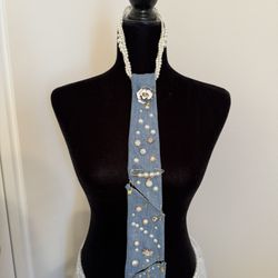 Custom Handcrafted Denim Tie Necklace $45