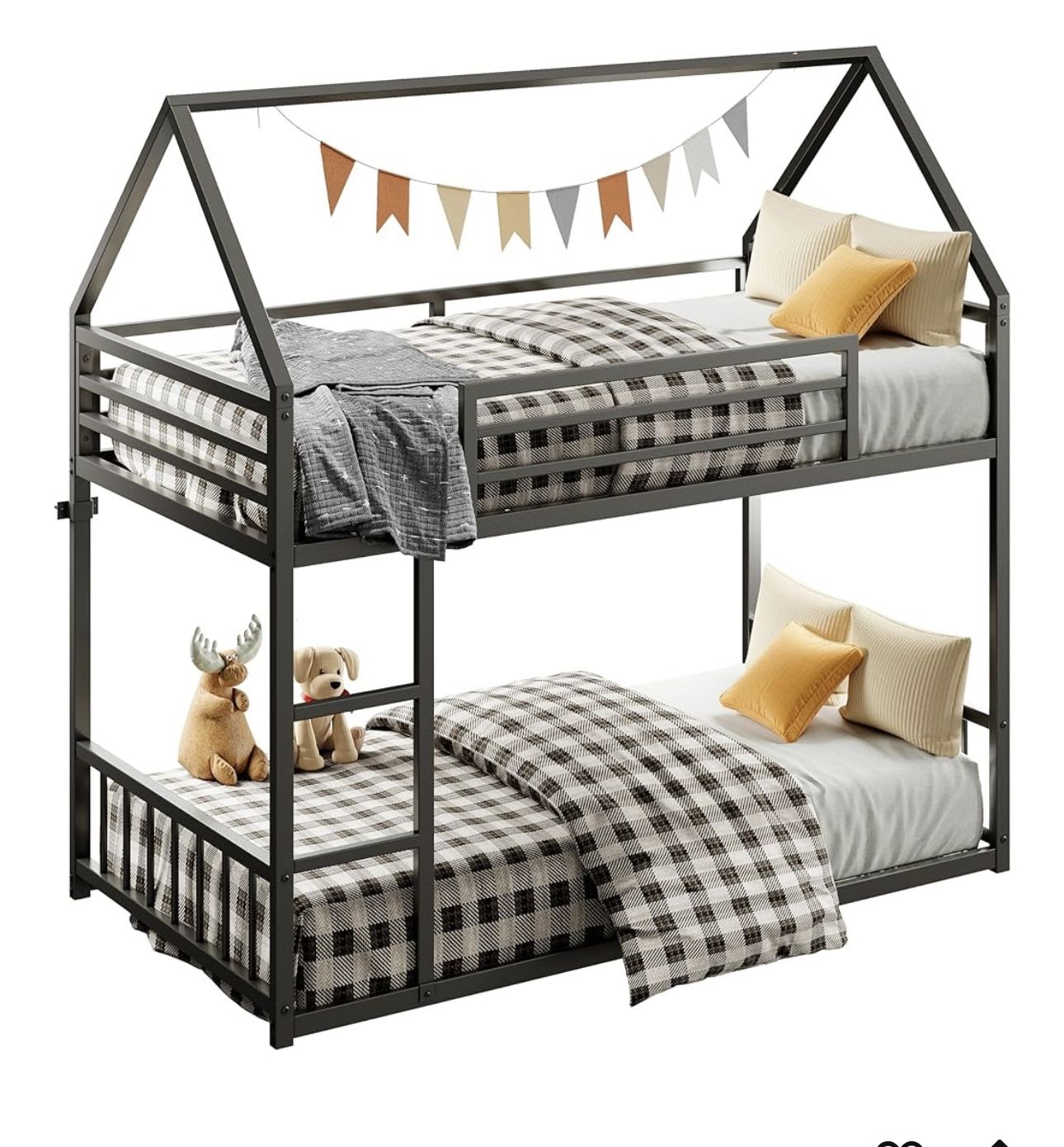 Likimio Bunk Bed Twin over Twin Black color