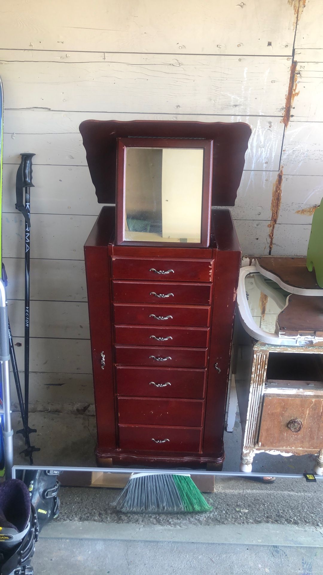 Tall Jewelry Chest With Mirror