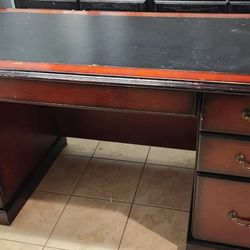 Free Cherry Finish Desk. Solid and heavy 66" X 30