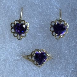 14K Gold Heart Ring & Matching Earrings – Child / Petite Size 3.5