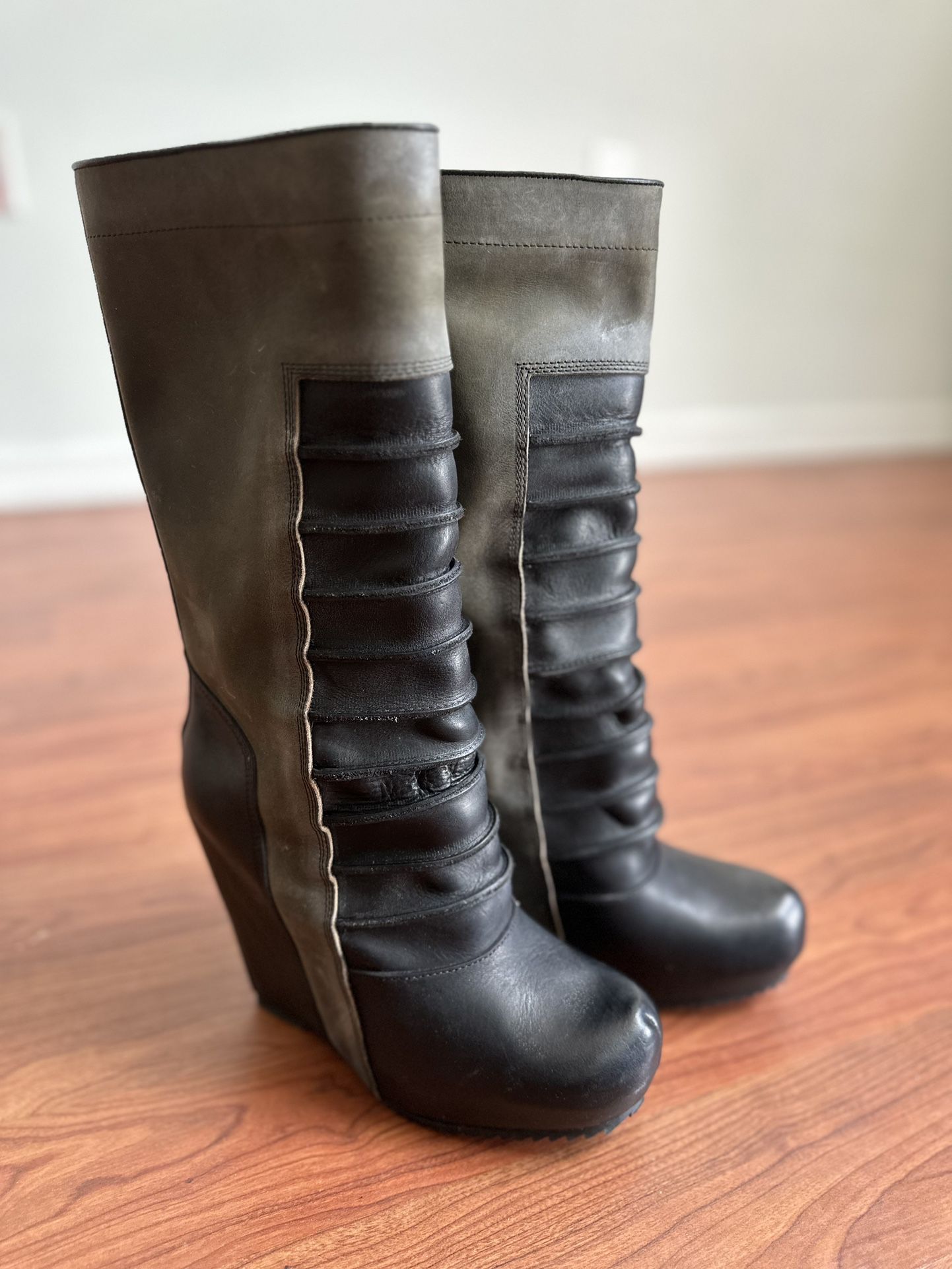 Iconic Rick Owens SS2014 Leather Platform Boots never worn 38