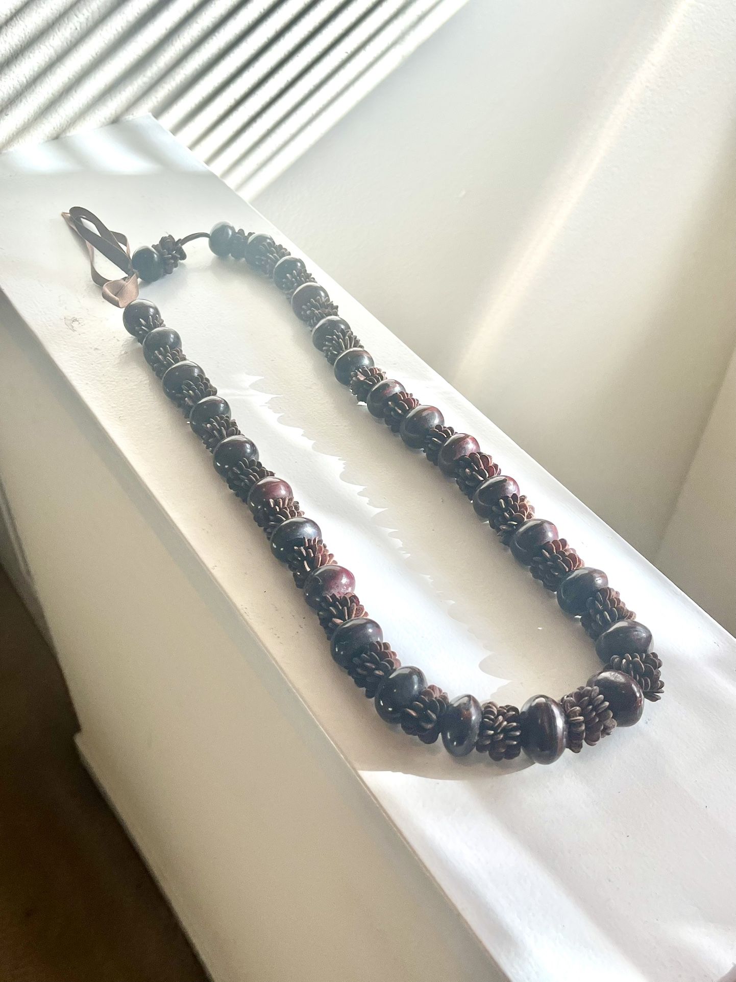 Hawaiian 16” Dark Koa Seed Lei Necklace