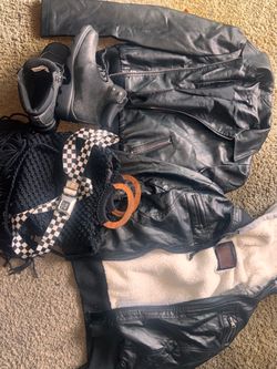 Black Leather Jacket with Sherpa Lining