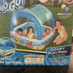 Inflatable Pool With Canopy Shade 