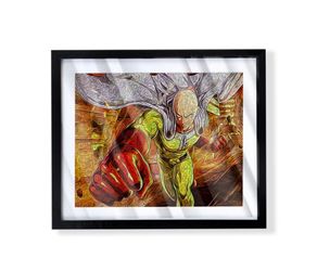 anime series One Punch Man Custom Art on black frame