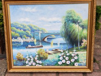 Landscape oil framed picture
