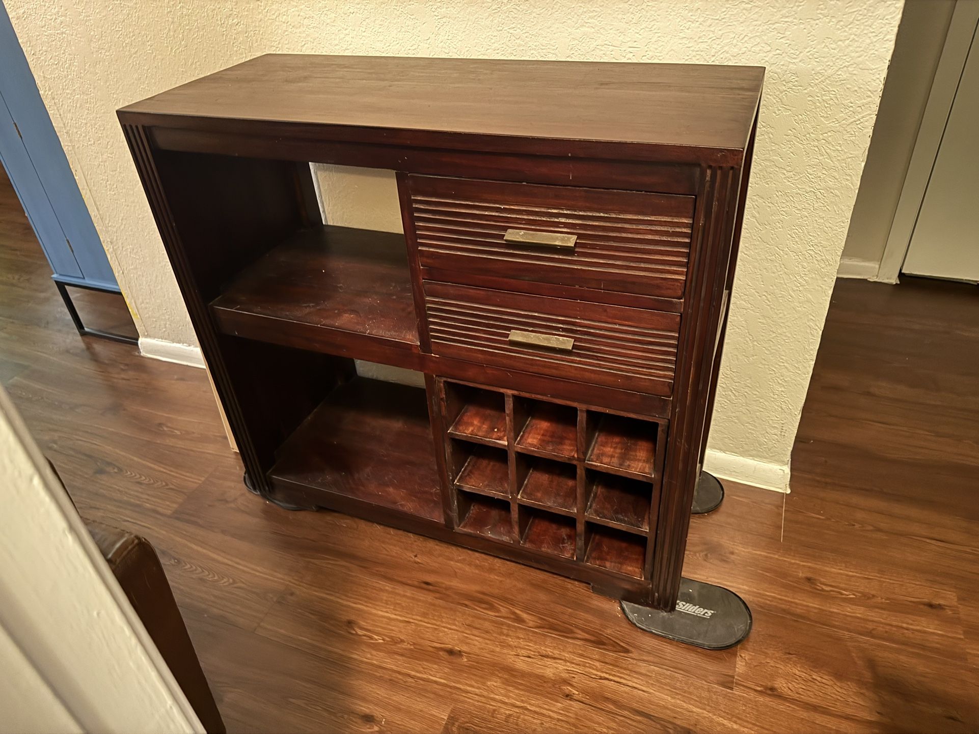 Solid Wood Cube Storage With Drawers And Wine Rack