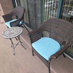 Balcony Set Of 2 Chairs + Marble Table