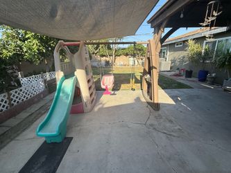 Kids plastic okay set with slide and two swings