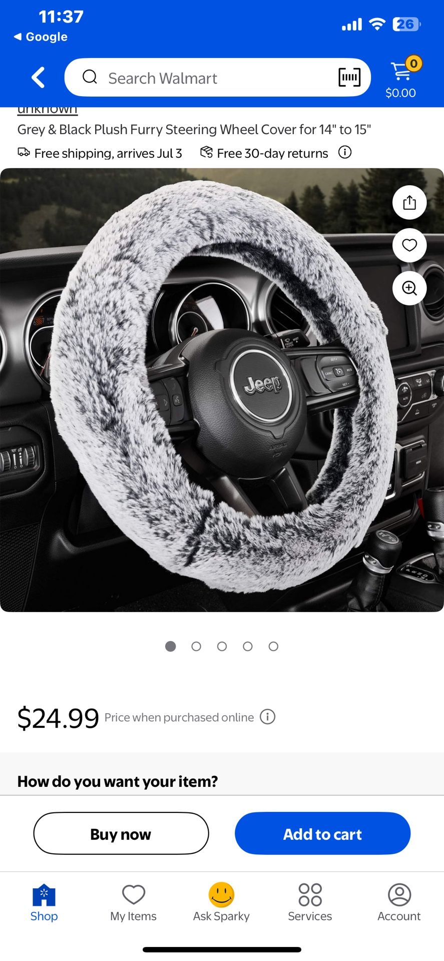Furry steering wheel cover New