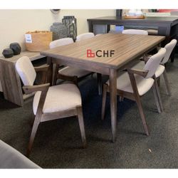 7 Piece Mid Century Modern  Dining Table Set 