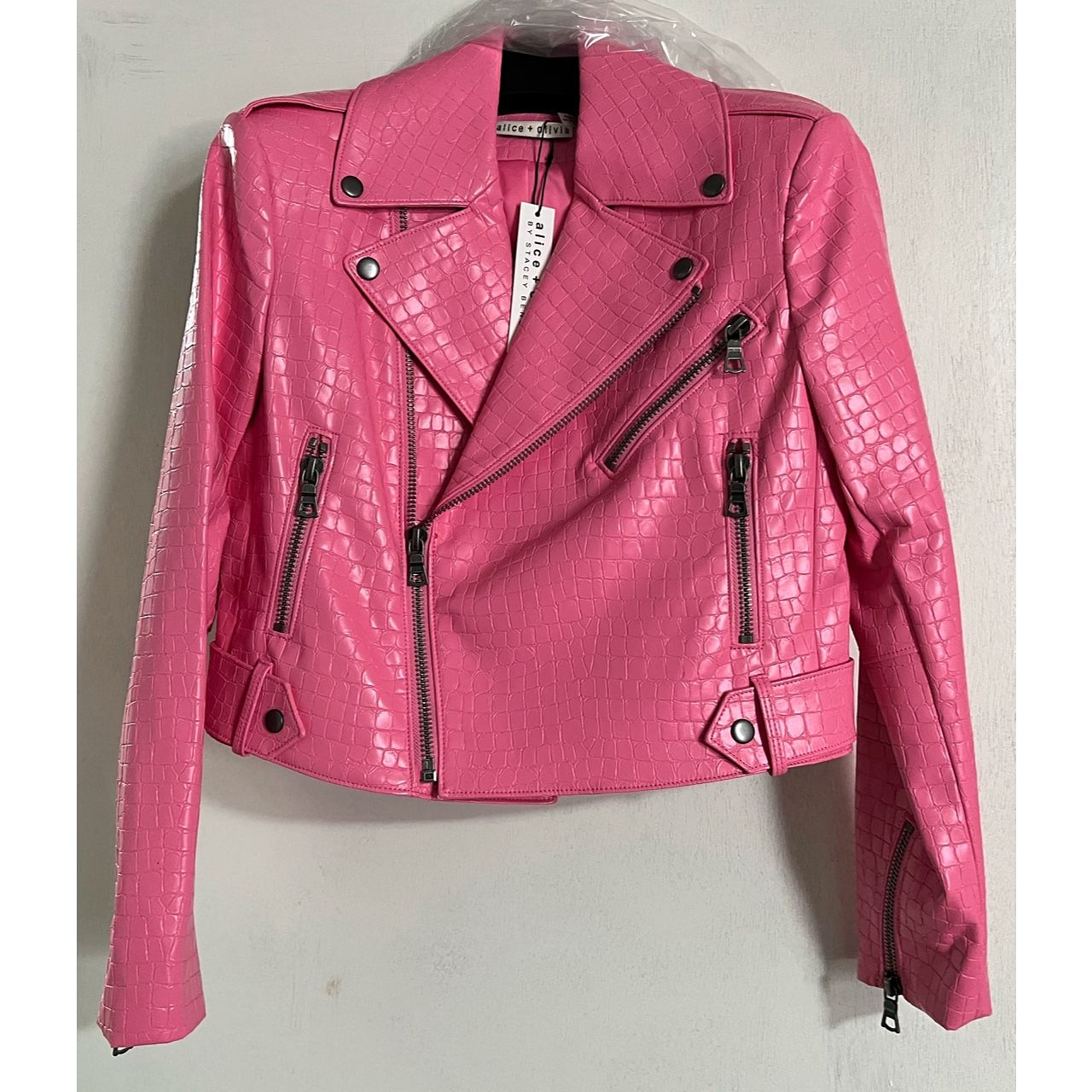 Alice + Olivia Cody Vegan Leather Moto Jacket