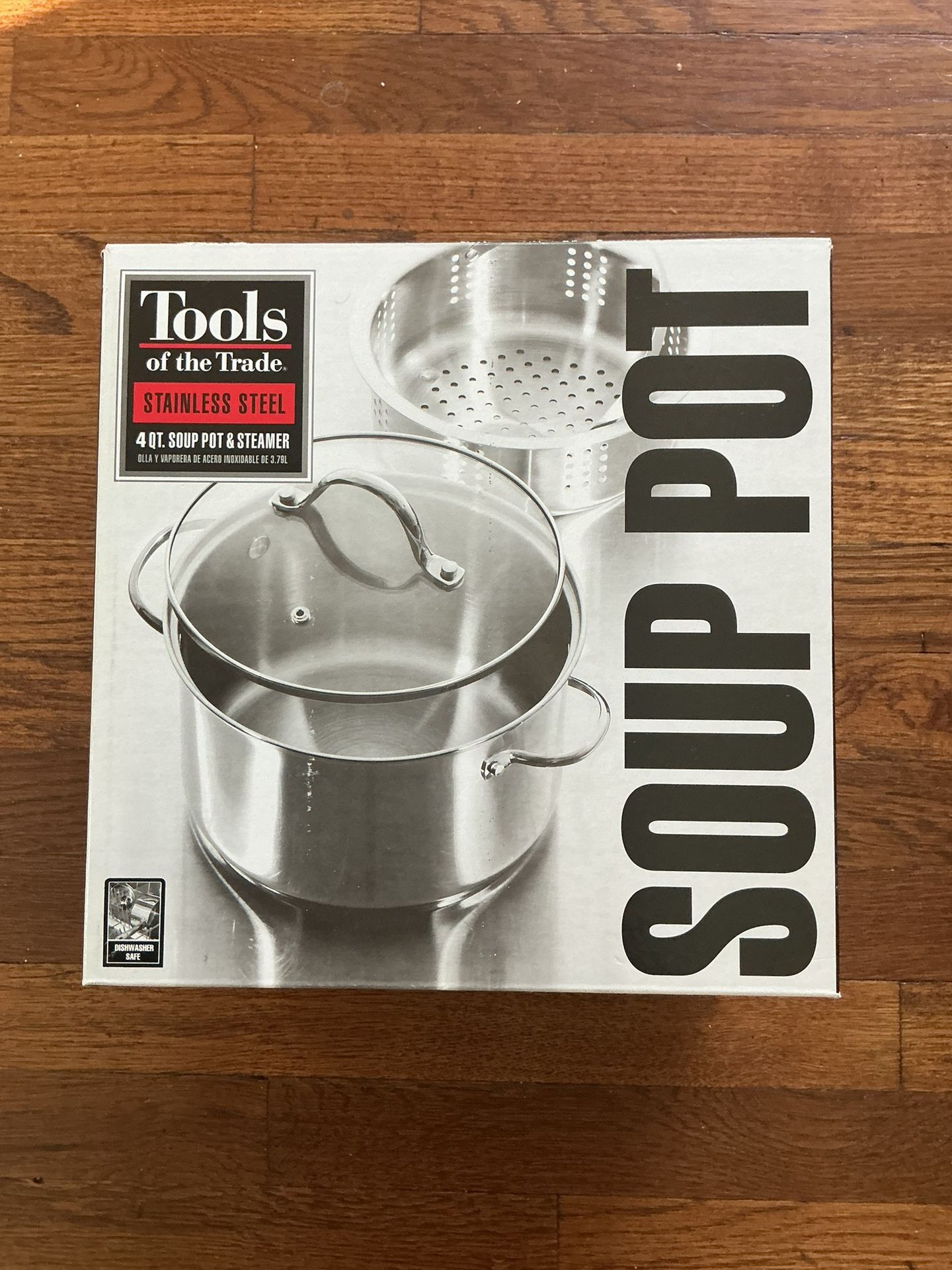 ππ New Stainless Steel 4qt Soup Pot w/ Steamer Basket- Tools of the Trade